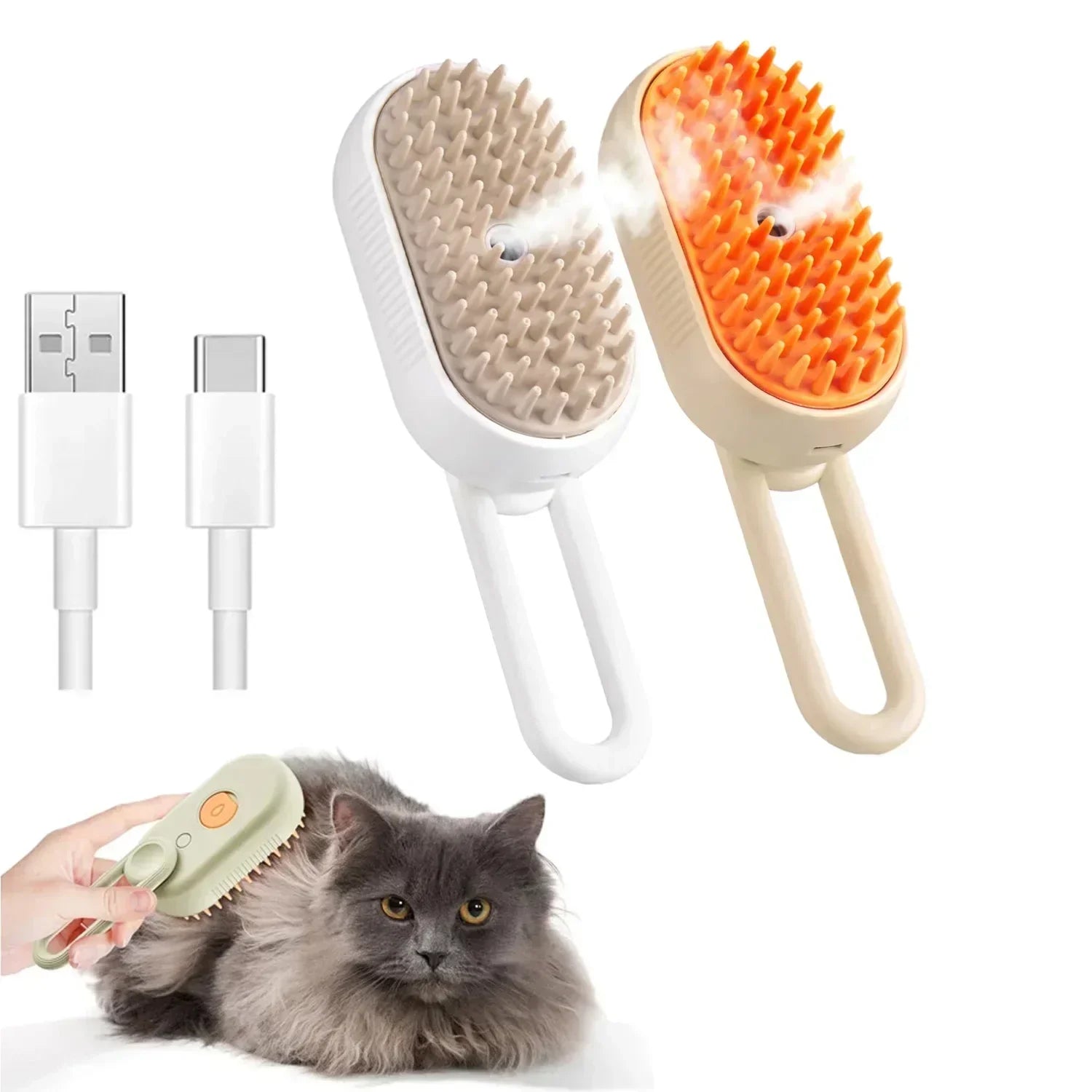 Steamy Pet Brush โ 3-in-1