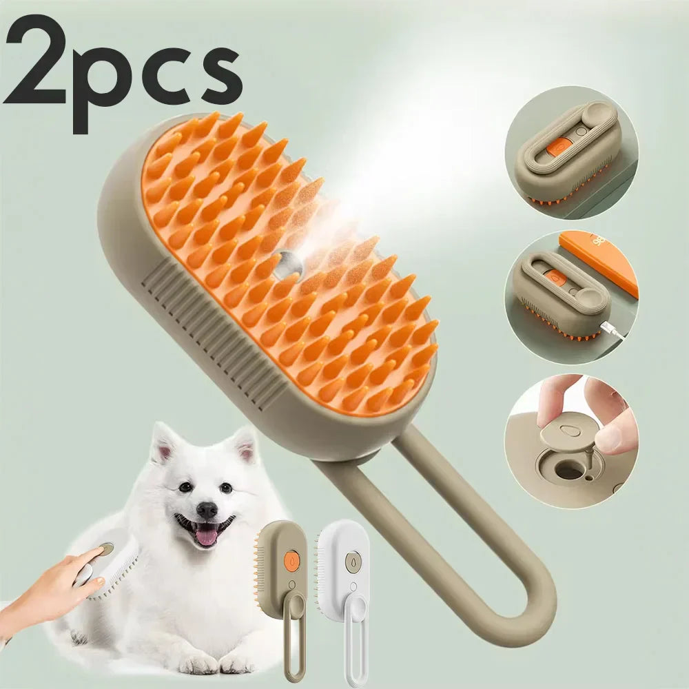 Steamy Pet Brush โ 3-in-1