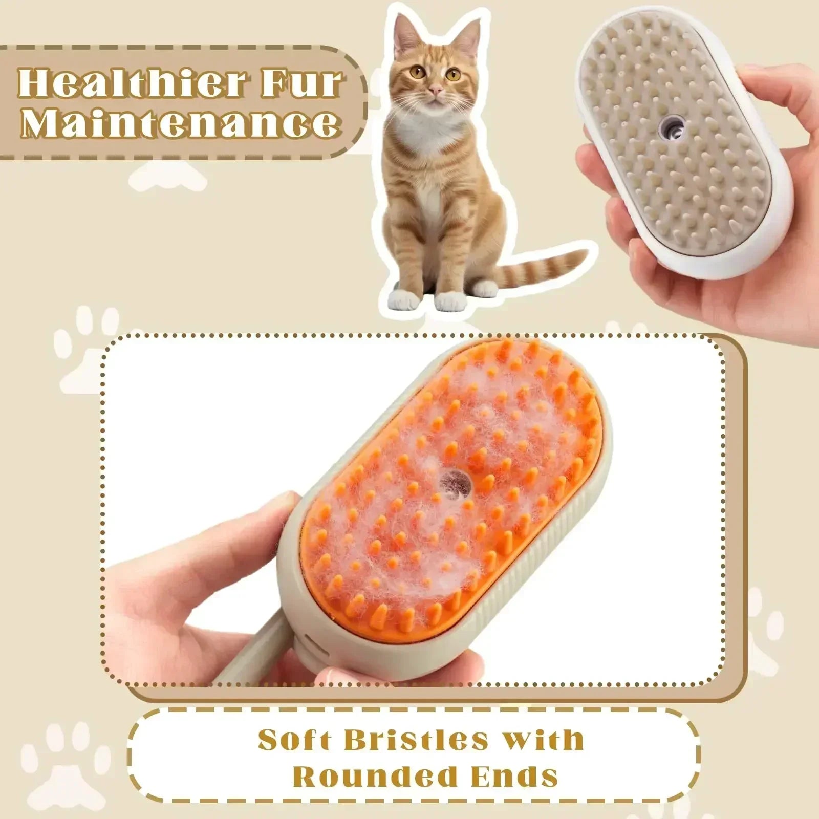 Steamy Pet Brush โ 3-in-1